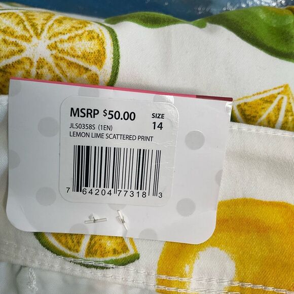 ISAAC MIZRAHI Tailored Shorts Womens‎ size 14 White Yellow Lemon Lime Summer 5” - Picture 7 of 10